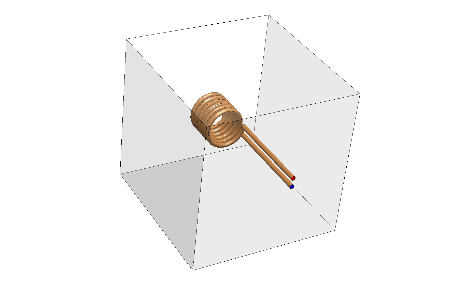 Open coil with entry and exit ports